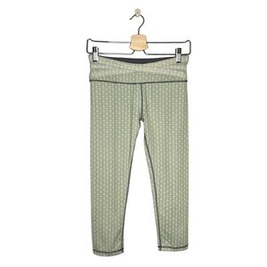 Luxy Activewear Sage Green Medallion Print Criss Cross Waist Capri Leggings
